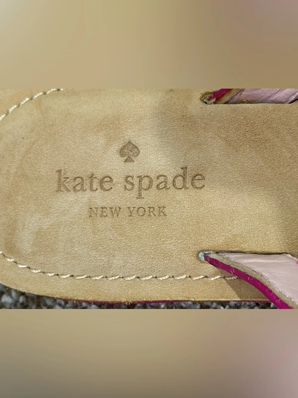 Kate Spade New York Icarda Pink Glitter Bow Slip On Flip Flops Sandal Size 7